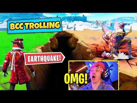 ninja reacts to new event earthquake breaks map by bcc trolling fortnite - bcc fortnite