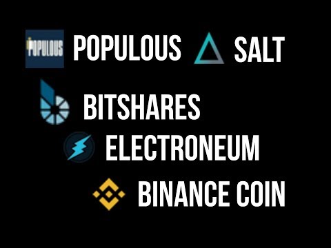 Top 100 Cryptocurrencies – ( Populous / Bitshares / Electroneum / SALT / Binance Coin ) – Part 5