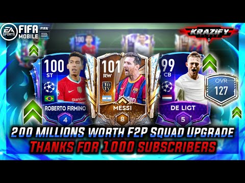 OMG 200 MILLION COINS F2P SQUAD | FIFA mobile SQAUD UPGRADE FT. UCL FIRMINO,DE LIGT | FIFA MOBILE